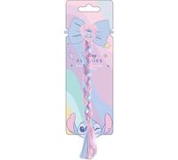 Coletero extensible para el cabello Stitch con moño azul y trenza decorativa | Accesorio infantil con diseño pastel y glitter de Disney Classics