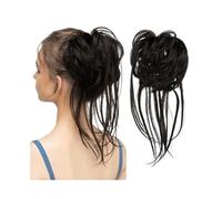 Coletero Extensiones de cabello sintético con moño desordenado, elástico y ondulado natural for mujer Extensión(Off Black)