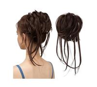 Coletero Extensiones de cabello sintético con moño desordenado, elástico y ondulado natural for mujer Extensión(Chocolate Brown)