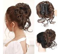 Coletero grande Messy Bun Dutt con pelo real, rizado para peinados altos, mujeres y niñas, rubio natural