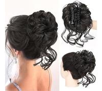 Coletero grande Messy Bun Dutt con pelo real, rizado para peinados altos, mujeres y niñas, rubio natural