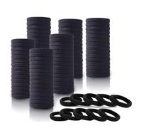 Coletero negro para mujer, 100 unidades de 4 cm de nailon para cabello grueso, de algodón, sin metal, gomas elásticas para el pelo para hombre y mujer