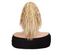 Coletero sintético corto ondulado con cordón y pinza for el pelo, extensiones de cabello castaño(A)