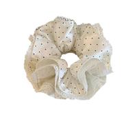 Coleteros 3pcs White Lace Polka Dot Satin Scrunchies | Elegant Soft Hair Tie Accessory Trendy Chic For Ponytail