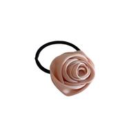 Coleteros con flores de satén y rosas, for mujeres y niñas, banda elástica for el pelo con forma de cola de caballo con flores dulces de estilo coreano(B)