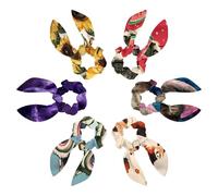 Coleteros con lazo para el pelo, 6 piezas de lindos coleteros de orejas de conejo, lindo perro carlino come sandía, coleteros para el pelo para mujeres y niñas