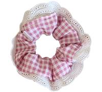 Coleteros de encaje y lazo para el pelo a cuadros blancos, cuerda de sujeción fuerte, accesorios para el cabello