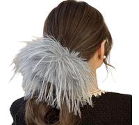 Coleteros de plumas naturales suaves para el cuero cabelludo, accesorios suaves para el cabello, puños con plumas de fácil mantenimiento para un uso cómodo, coleteros de plumas grandes