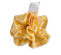 Coleteros De Tela Coletero grande romántico a cuadros amarillos, estilo vitalidad, con un dulce capullo de flor