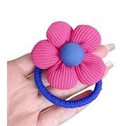 Coleteros Diadema coreana con cola de caballo dibujos animados en 3D, lazo elástico for el cabello flores, for cabeza albóndiga(Rose Red)