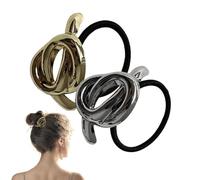 Coleteros Dorados De Metal Gomas Pelo De Metal Lazos De Pelo De Metal Minimalistas - 2X Accesorio De Moda Para El Cabello, Lazos Para El Cabello Portátiles Para Fiesta Coletero De Metal