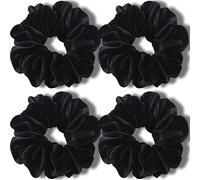 Coleteros extra grandes para cabello grueso, de terciopelo premium, suaves, tamaño XL, 15,24 cm, accesorios para el cabello, color negro