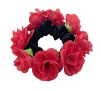 Coleteros grandes con flores artificiales para mujer, banda elástica para el pelo, coleta de caballo, banda para el pelo francesa