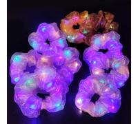 Coleteros iluminados con luces LED de doble capa para mujer, accesorios para el cabello que brillan en la oscuridad, lazos y bandas para el cabello, recuerdos y suministros para fiestas rave