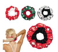 Coleteros navideños, lazos para el pelo navideños, Coleteros con patrón de árbol de Navidad de Santa Elk, Lindos accesorios para el cabello navideños, 4 bandas elásticas para varios tipos de cabello