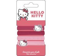 Coleteros para el cabello Hello Kitty 4 piezas para niñas | Ligas elásticas decoradas con figuras de Hello Kitty en tonos rosa