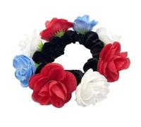 Coleteros para el pelo con flores artificiales, grandes, elásticos franceses, para varios peinados