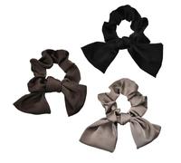 Coleteros para el pelo con lazos negros anudados para niñas, lazos marrones para coletas de caballo, lazos sedosos para el cabello para mujeres, cuerdas elásticas para el cabello, coleteros grandes,