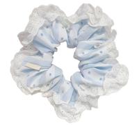 Coleteros para el pelo con patrón de rayas con adornos de encaje, cuerda elástica para el pelo, para camping, coleta de caballo, para niña