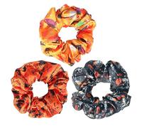 Coleteros para el pelo del Día de los Muertos, gomas elásticas de satén con diseño de calabaza, bandas elásticas para el pelo, coleteros para cola de caballo, 3 piezas