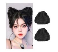Coleteros para moño para mujer, 2 piezas, mini clip de garra en extensiones de moño de pelo desordenado, accesorio de peluca para mujeres, niñas, orejas de gato, moño de rosquilla, piezas de pelo si