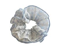 Coleteros Pelo Mujer 1 pieza de coleteros encaje bordados con temperamento for mujer, elegantes doble capa gran tamaño for el cabello(Blue)