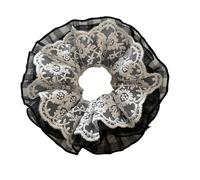 Coleteros Pelo Mujer 1 pieza de coleteros encaje bordados con temperamento for mujer, elegantes doble capa gran tamaño for el cabello(Black)