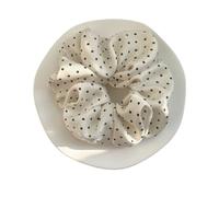 Coleteros Pelo Mujer 2pc Dot Satin Scrunchies For Women White Big Hair Bands Elastic Silk Tie Girls Black Ponytail Holder Rope para Accesorios(White)
