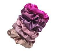 Coleteros Pelo Mujer 6 bandas for el cabello de satén multicolor grandes, aros tela color liso, ideales for temporadas, uso diario y citas(Color4)