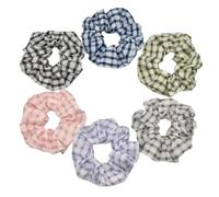 Coleteros pelo mujer 6pcs Hair Scrunchies Elastic Band Women Holder Accessories Chiffon Cute Headwead Plaid(All color)