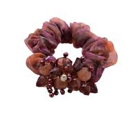 Coleteros Pelo Mujer De Tela 1 banda for el cabello de organza, hilo de seda, tela de cristal, tocado de flores, cuerda de goma elástica for el cabello for niña(A Brown)