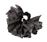 Coleteros Pelo Mujer De Tela 1 Piece Gray Polka Dot Skirt-Hem Hair Tie, Plump-Textured Scrunchie For Women