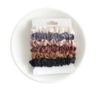 Coleteros Pelo Mujer De Tela 12/6pcs Satin Hair Scrunchies Elastic Minimalist Ties Solid Color Silk Rope Accessories(6multicolor)