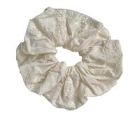 Coleteros Pelo Mujer De Tela 1PC Floral Embroidered Hair Scrunchies Set, Light Blue And Creamy White Ties, Elegant Accessories For Women(Yellow)