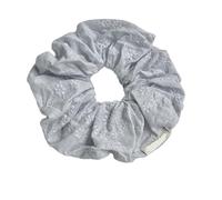 Coleteros Pelo Mujer De Tela 1PC Floral Embroidered Hair Scrunchies Set, Light Blue And Creamy White Ties, Elegant Accessories For Women(Blue)