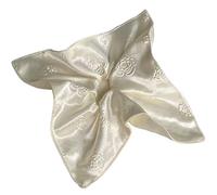 Coleteros Pelo Mujer De Tela 2pc Cream White Satin Large Intestine Scrunchie Square Scarf Fashion Temperament Women's Hair Accessories(Color1 Square)