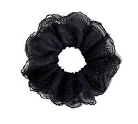 Coleteros Pelo Mujer De Tela 2pc Embroidered Lace Solid Color Large Intestine Scrunchie Simple And Gentle Women's Versatile Ball Hair Accessories(Black)