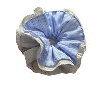 Coleteros Pelo Mujer De Tela 2pc Light Blue Striped Bow Ribbon Large Intestine Scrunchie Salt Fresh All Seasons Versatile Women's Hair Accessories(Blue2)