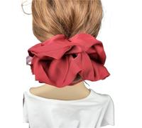 Coleteros Pelo Mujer De Tela 2pc Oversize Solid Silk Scrunchies Elastic Hair Bands Women Big Satin Ponytail Ties Rubber Accessories(Wine)