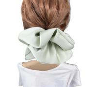 Coleteros Pelo Mujer De Tela 2pc Oversize Solid Silk Scrunchies Elastic Hair Bands Women Big Satin Ponytail Ties Rubber Accessories(Light green)