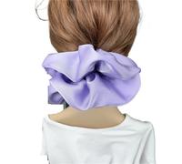 Coleteros Pelo Mujer De Tela 2pc Oversize Solid Silk Scrunchies Elastic Hair Bands Women Big Satin Ponytail Ties Rubber Accessories(Purple)