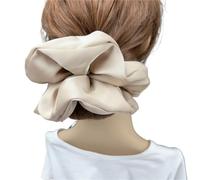 Coleteros Pelo Mujer De Tela 2pc Oversize Solid Silk Scrunchies Elastic Hair Bands Women Big Satin Ponytail Ties Rubber Accessories(Khaki)