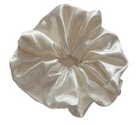 Coleteros Pelo Mujer De Tela 2PC Pearlescent White Large Satin Scrunchie - Stylish, Minimalist Ponytail Hair Tie(White)