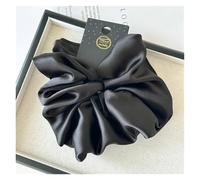 Coleteros Pelo Mujer De Tela 2pc Satin Silk Like Hair Scrunchies Black Big Ties Scrunchie Solid Color Accessories Scrunch Headbands For Women(Black)
