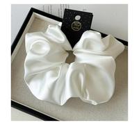 Coleteros Pelo Mujer De Tela 2pc Satin Silk Like Hair Scrunchies Black Big Ties Scrunchie Solid Color Accessories Scrunch Headbands For Women(White)