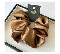 Coleteros Pelo Mujer De Tela 2pc Satin Silk Like Hair Scrunchies Black Big Ties Scrunchie Solid Color Accessories Scrunch Headbands For Women(Coffee)