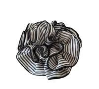 Coleteros Pelo Mujer De Tela 2pc Vintage Versatile Striped Fabric Hair Scrunchie, Ponytail Tie For The Back Of The Head, Stylish(Round black stripes)