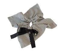 Coleteros Pelo Mujer De Tela 2pc Vintage Versatile Striped Fabric Hair Scrunchie, Ponytail Tie For The Back Of The Head, Stylish(Square black stripes)