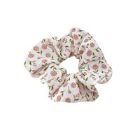 Coleteros Pelo Mujer De Tela 2pc Woman Small Fresh Fabric Flower Printing Elastics Hair Band Sweet Scrunchies Tie Ponytail Hold Accessories(Flower white)