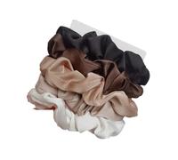 Coleteros Pelo Mujer De Tela 3/4/5 PCS Elastic Bands Elegant Solid Color Satin Pleated Scrunchies Woman Strong Ponytail Hair Ties Accessories(Color5-5PCS)